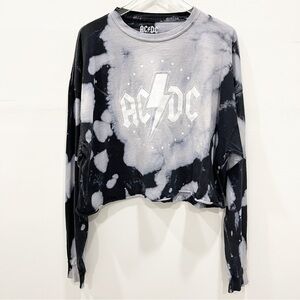 AC/DC Long Sleeve Cropped Tie-Dye Top Size 3X Blue Black